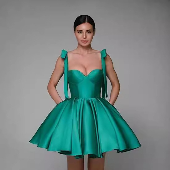 European and American Style Strapless Evening Dress for Women 2026 New Model Aliexpress Amazon Banquet Party Ball Gown Short Style