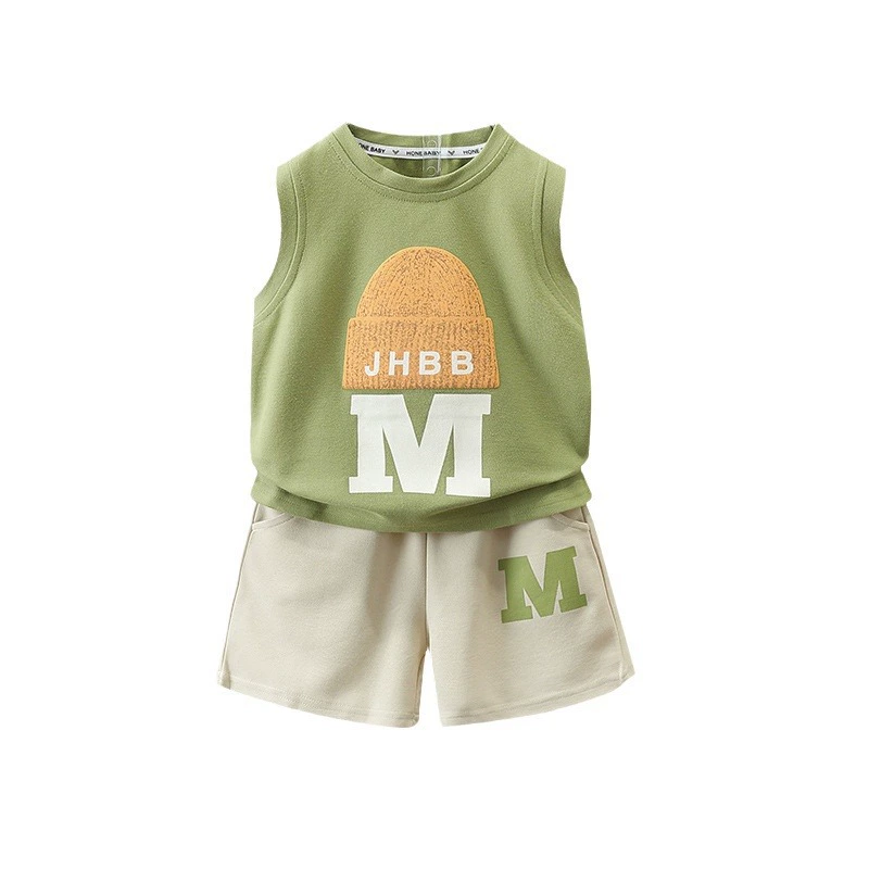 Summer clothing, vest, thin children's set for boys sleevless, western style, internet celebrity, children's clothing