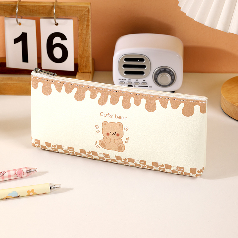 Bolsas de lápiz creativas lindas bolsas de lápiz con cremallera de oso bolsas de papelería bolsas de maquillaje