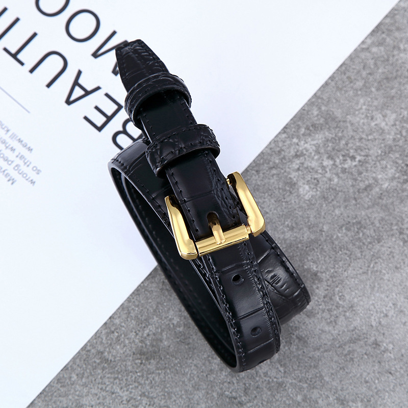 Cinturón de cuero para mujer estilo cocodrilo, moda elegante 2021, piel de vaca