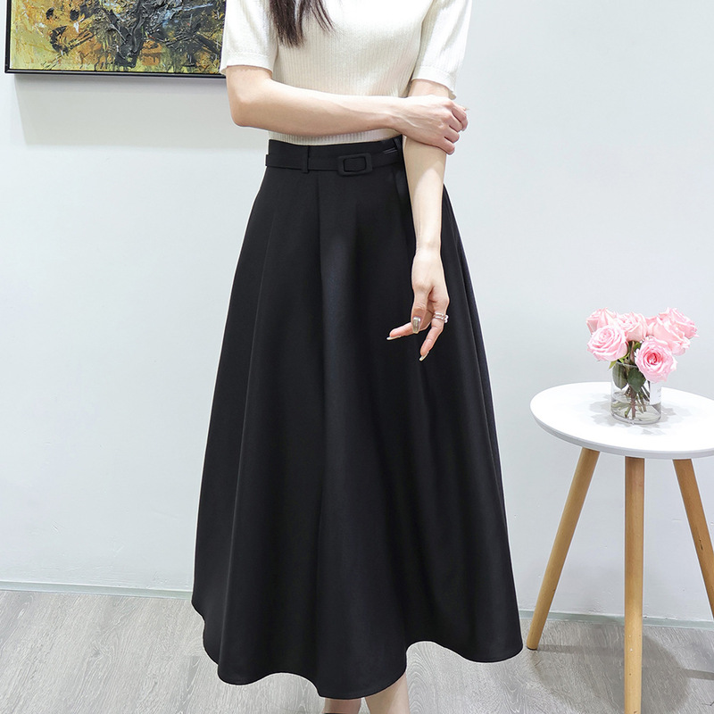 Neon Trendy Women's Clothing with 2025 New Hepburn Style High-Waisted Slimming Look Work Clothing Large Swing Umbrella Skirt A-Line Skirt Long Skirt