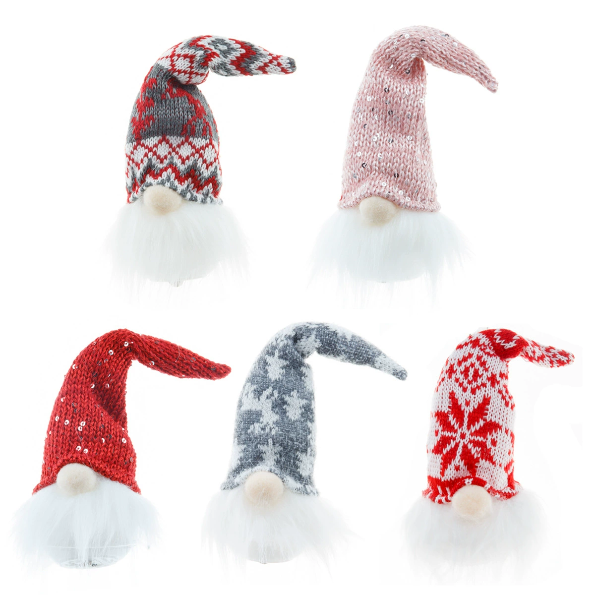 Christmas gnome night light pendant, knitted hat LED decoration, warm glow, single or 5‑pack