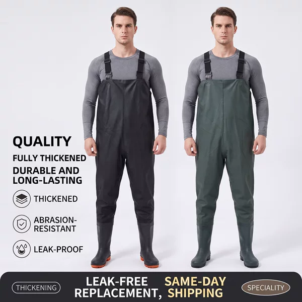 Waterproof waders, half-body rain suit, rain pants with rain boots, leather fishing pants, full-body men's fishing suit, thickened design for reservoir fishing