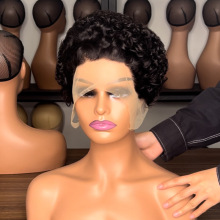 巴西真人发全头套13*1小精灵Pixie卷发human hair wigs真人发外贸