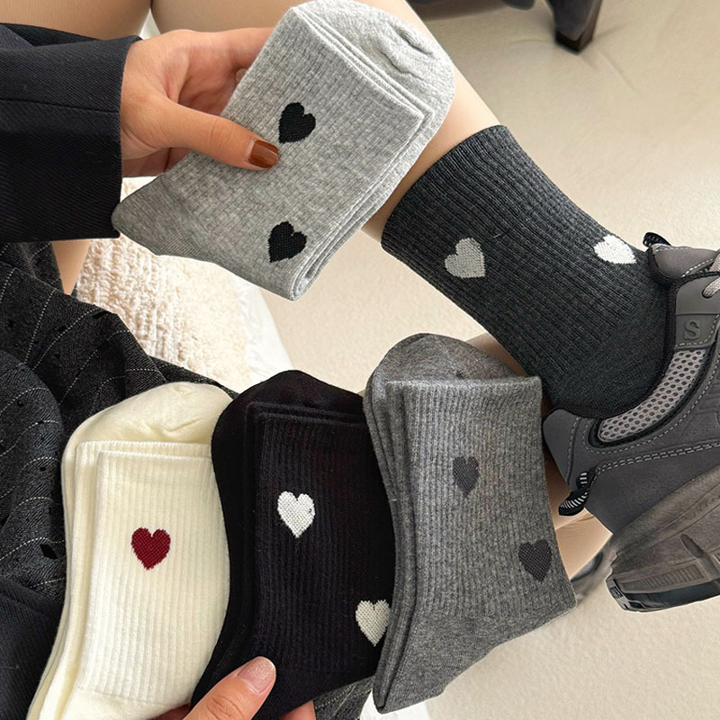 Autumn and Winter Socks for Women, Mid-Calf Socks, Japanese Style Women's Socks, Mid-Waist Gray Bowknot Angora Red Long Socks, Women's Warm Socks