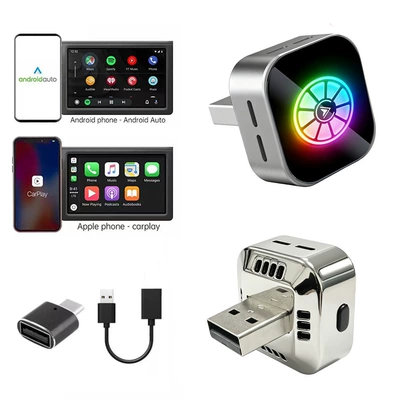 Rgb Colorful Lights Smart Simsiz CarPlay və Android Auto - k15-silver-wheel-icon-lens-adapter-extension-cable