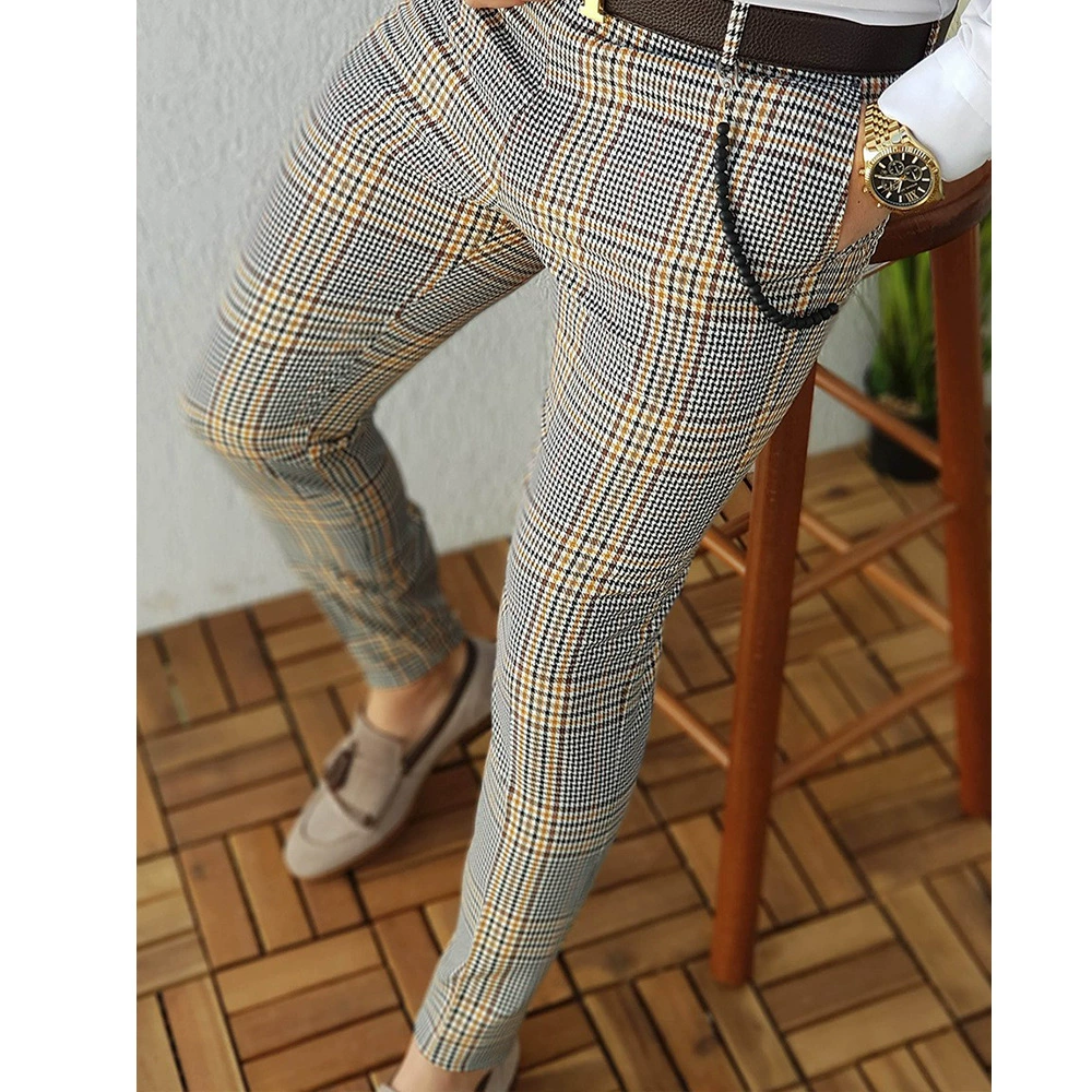 Европейская и американская внешняя торговля трансграничная эксклюзивная мужская клетчатая полоска повседневные брюки модные повседневные брюки большого размера модные мужские брюки