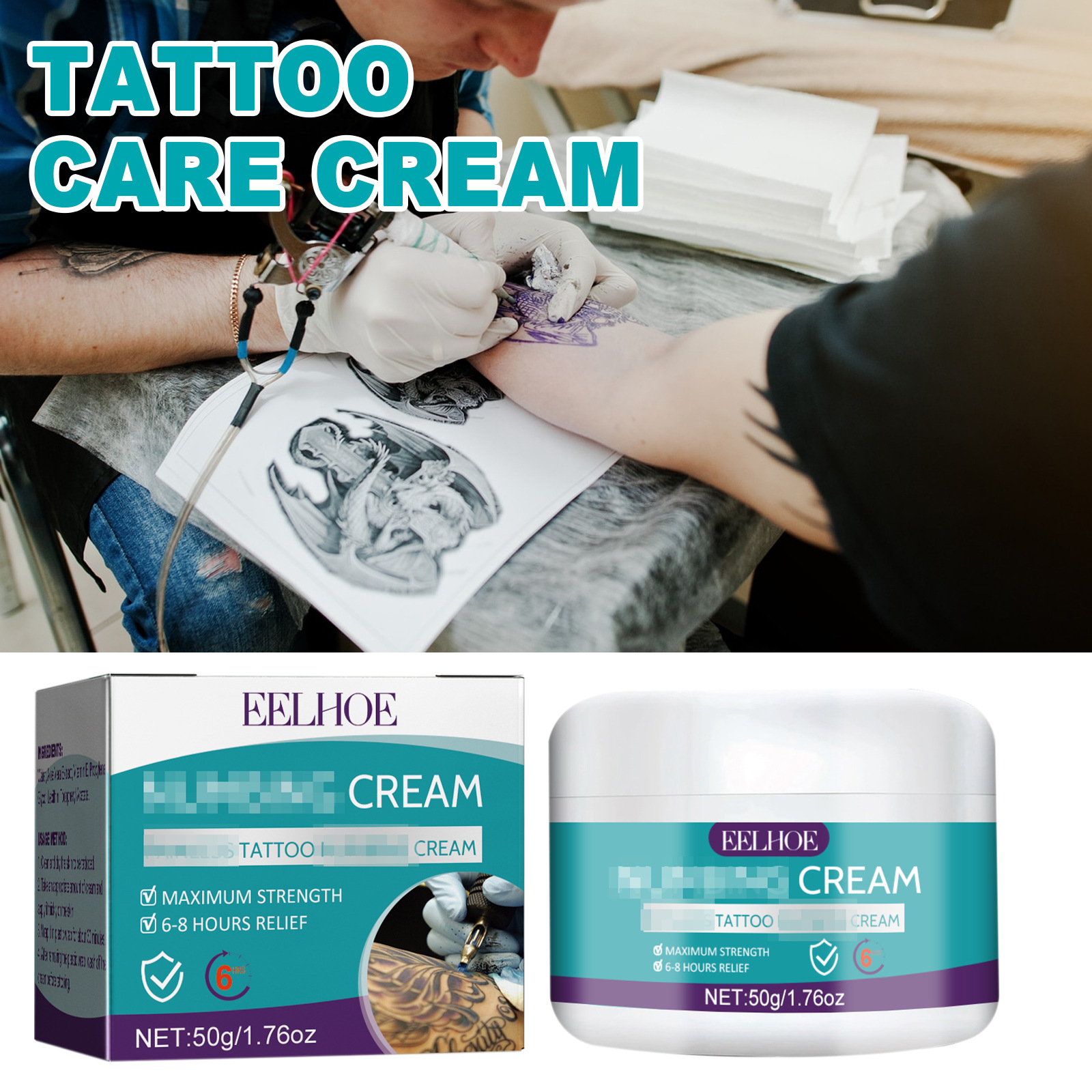 EELHOE Care Cream Gently Cleans Moisturizes Skin, Fades Tattoos, Embroideries, and Prints Tattoos_voghion.com