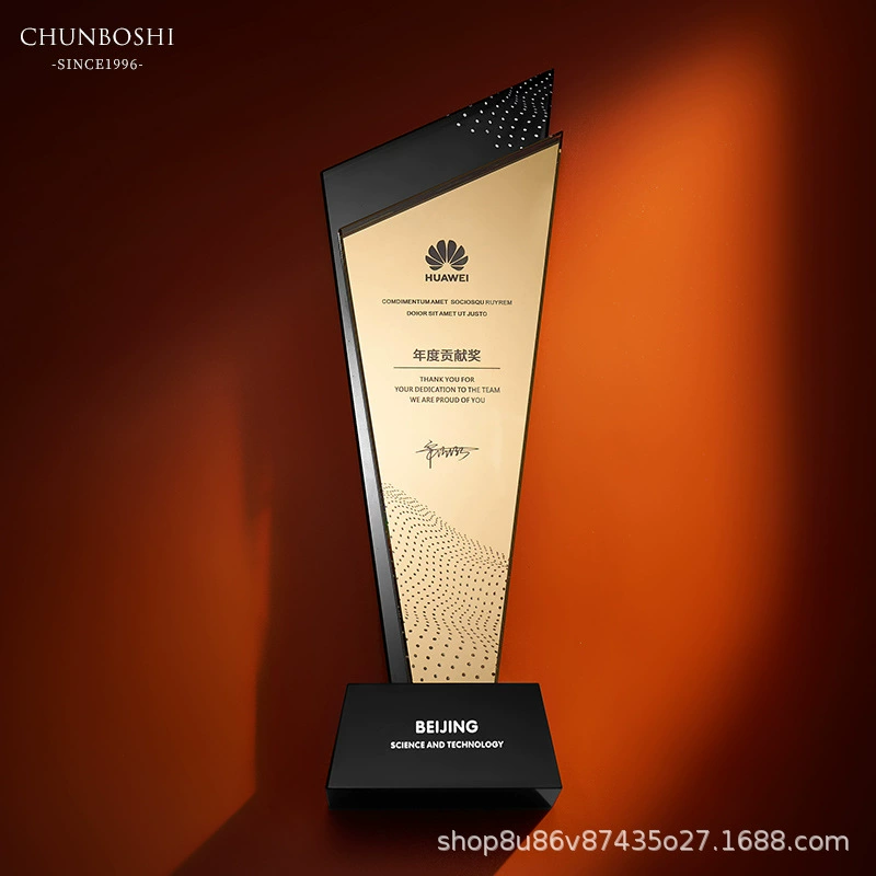 Хрустальный трофей по индивидуальному заказу, золото и серебро, с синей линзой, креативная высококачественная компания, ежегодное собрание для награждения сотрудников, памятные подарки