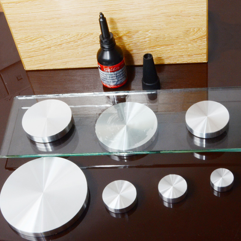 桌面玻璃实心铝饼粘吧台脚茶几柜脚配件直径玻璃实心铝饼装饰