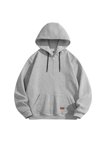 Cross-Border European and American Retro Half-Zip Hooded Sweatshirt for Men, Autumn Loose Sports Jacket, Casual Pullover Top