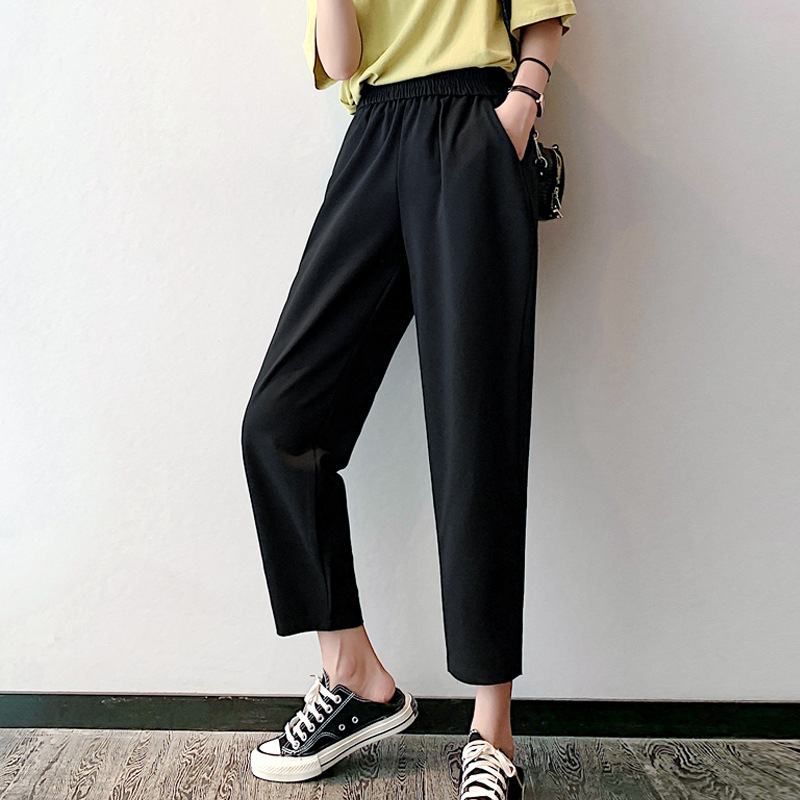 150kg Plus Size Women's Pants for Spring and Summer, High-Waisted Carrot Pants for Plus-Size Women, 100kg Extra-Large Harem Cropped Pants