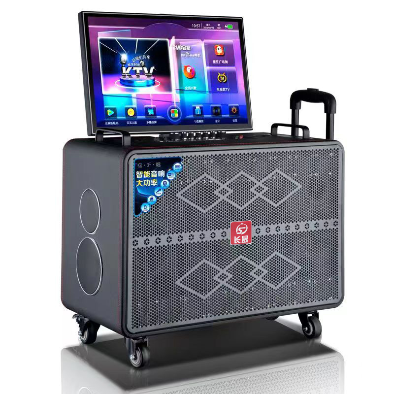 Outdoor Square Dance Karaoke Singing Audio System with Display Screen, Mobile Portable High-Power Karaoke Machine All-In-One