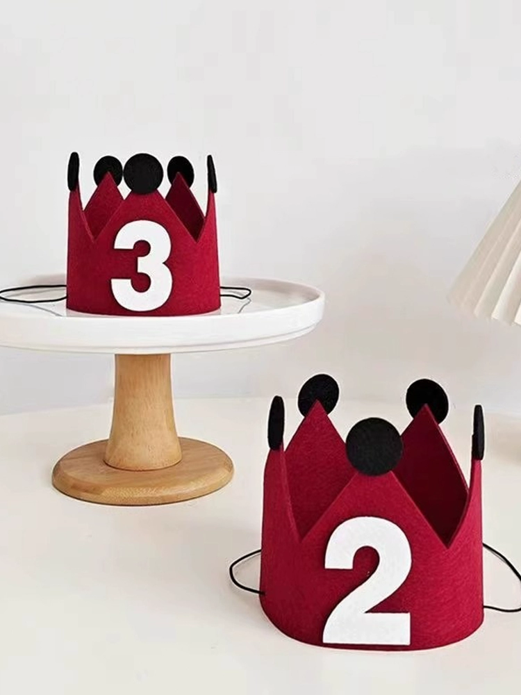 Бордовая шляпа с короной в том же стиле «Маленькой красной книги», детская шляпа на первый день рождения, атмосфера, реквизит для фотосессии, украшения