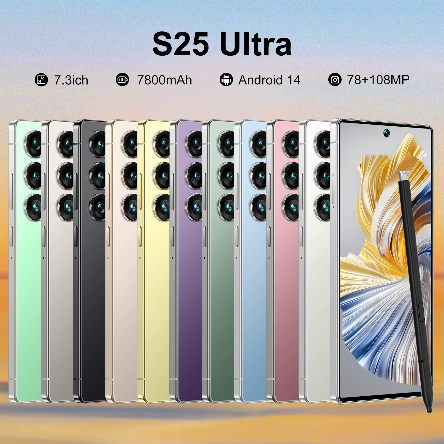 S25 Ultra 7.3in InCell глобальная версия Android 14.0 восьмиядерный 4G 4GB+128GB с резиновым чехлом