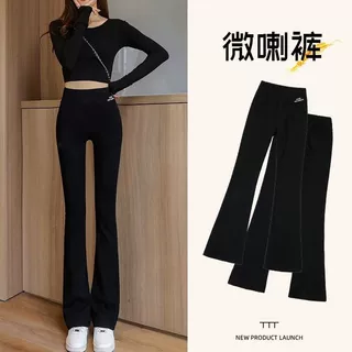 微喇叭裤子女2026春秋新款高腰显瘦修身高弹力黑色爆款外穿打底裤