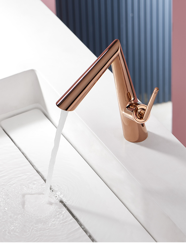 Amazon designer's all-copper hot and cold basin faucet, white single-hole bathroom cabinet, creative washbasin faucet undefined