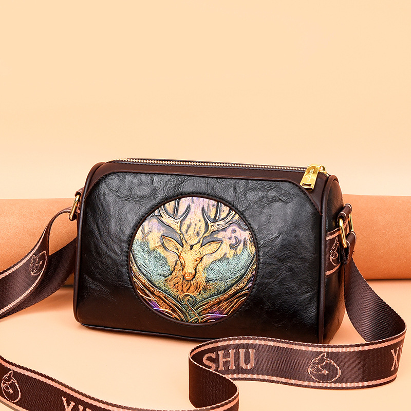 Bolso de mujer transfronterizo nuevo estilo nacional artístico bolso de Madre en relieve de moda bolso de hombro de alto sentido bolso de mensajero de temperamento versátil