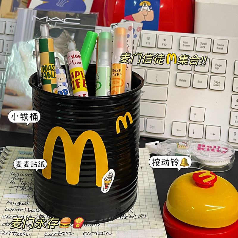 검정색 가로 줄무늬 철통 [직경 9.5x높이 10.4cm] 방수 스티커 M과 일치