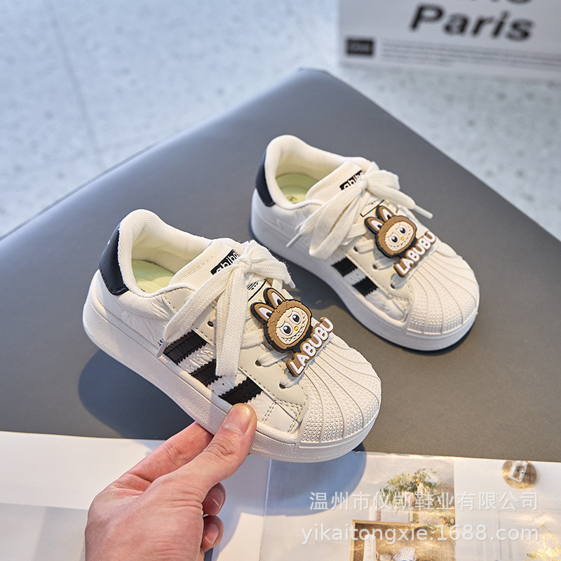 子供用シェルトゥスニーカー2025春秋新作女の子ロートップスニーカー男の子カジュアルシューズ白靴多用途|undefined
