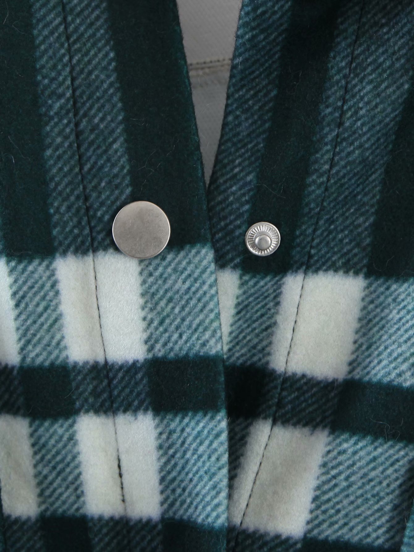 lapel pocket long sleeve plaid shirt jacket  NSAM39593