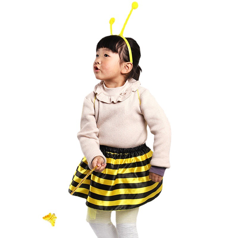 Pequeña abeja mariquita alas apoyos rendimiento traje princesa danza falda Halloween etapa pequeña libélula conjunto de cuatro piezas