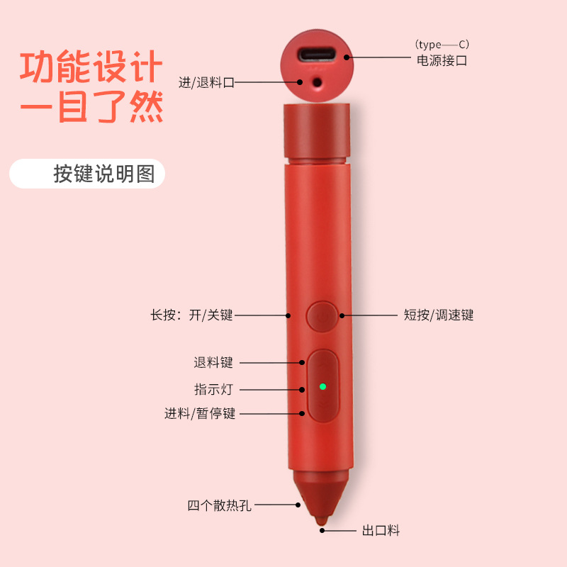 Suministro directo de fábrica pluma de impresión 3D de baja temperatura para niños pincel de pintura tridimensional pluma de graffiti regalo del Día de los niños juguete pluma para colorear