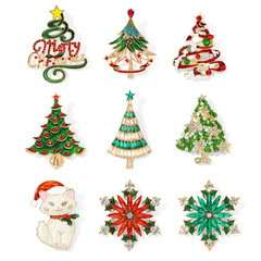 国境を越えて人気のクリスマスファッションにクリスマスツリーのブローチを入れる個性的な服装クリスマス子猫ピン飾り