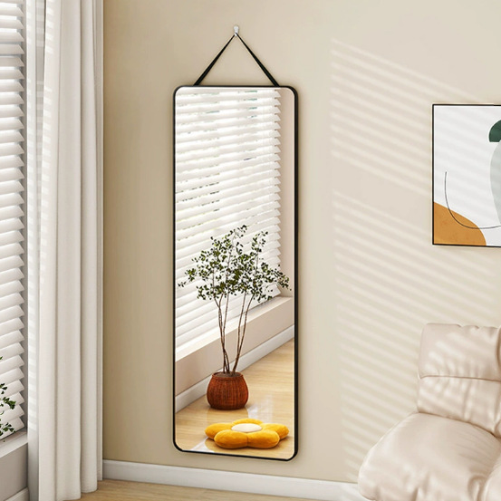 Full-Length Mirror Dormitory Home Fitting Mirror Dressing Wall Hook Seamless Lanyard Girls Bedroom Mirror Simple Wall Mirror