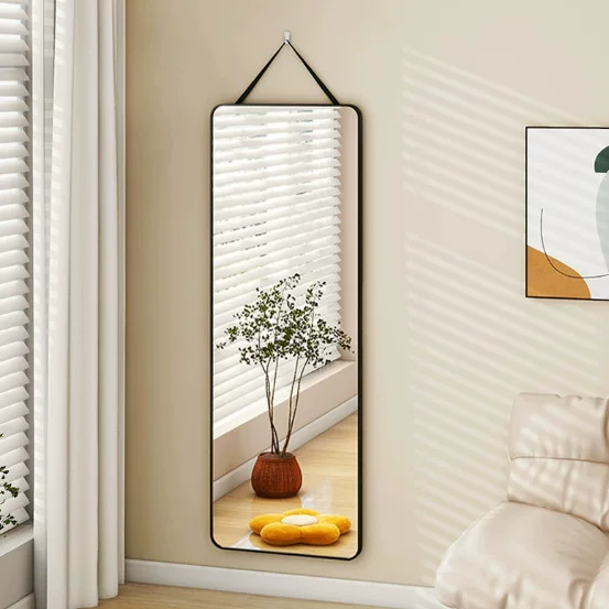 Full-Length Mirror Dormitory Home Fitting Mirror Dressing Wall Hook Seamless Lanyard Girls Bedroom Mirror Simple Wall Mirror