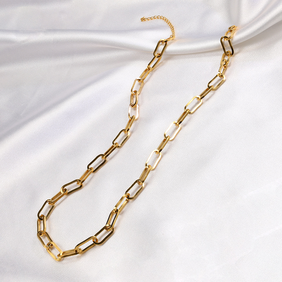 1 Piece Quantity Daily Occasion PVD Coated 18K Gold Plated Geometric Stainless Steel Retro Simple Style 304 Stainless Steel Necklace