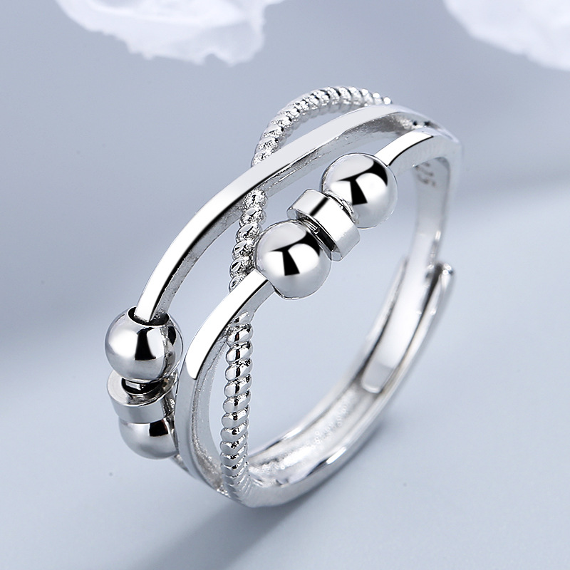 Carlyle moda inteligente de Europa y América personalidad simple de doble capa Cruz bobina nicho anillo giratorio joyería femenina al por mayor