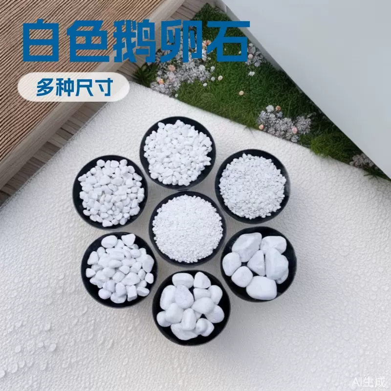 白色鹅卵石定制 石头雨花石庭院造景装修白色石子园林景观小石头