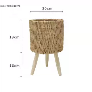 Cesta de Flores Decorativa Tejida a Mano de Cuerda de Papel para Sala de Estar y Oficina image 21