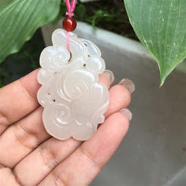 天然 新疆和田玉 且末 糖料 糖白玉 黄口料 藕粉 如意 吊坠挂件