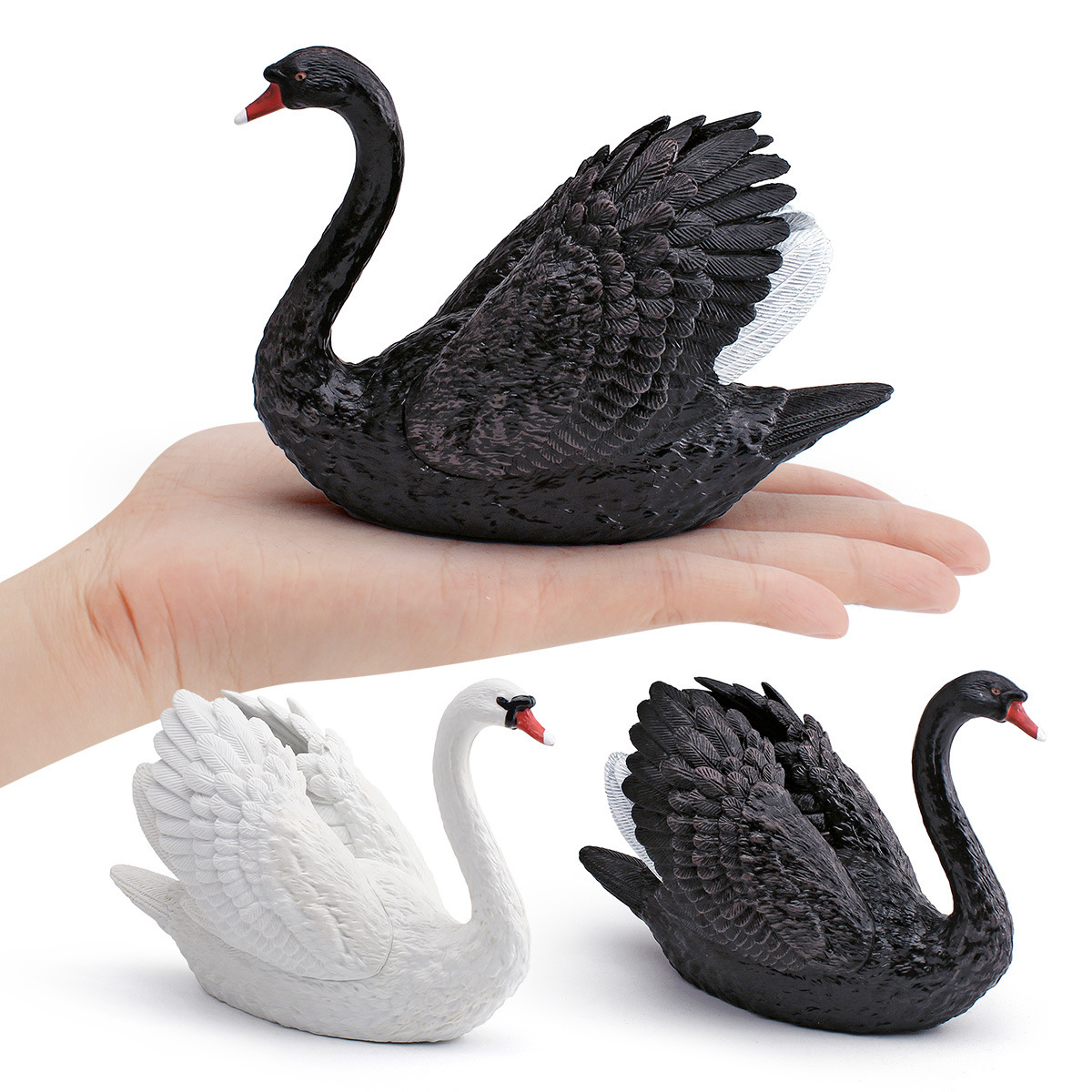 Simulación transfronteriza aves de corral animal modelo de pollo pato verde pato gris cisne blanco y negro gallo mesa juguete de decoración estática