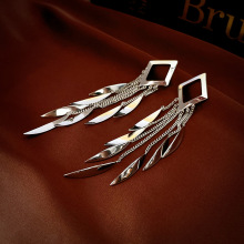 冷淡金属感叶子亮片流苏银针耳环真金电镀高级感小众气质耳饰女