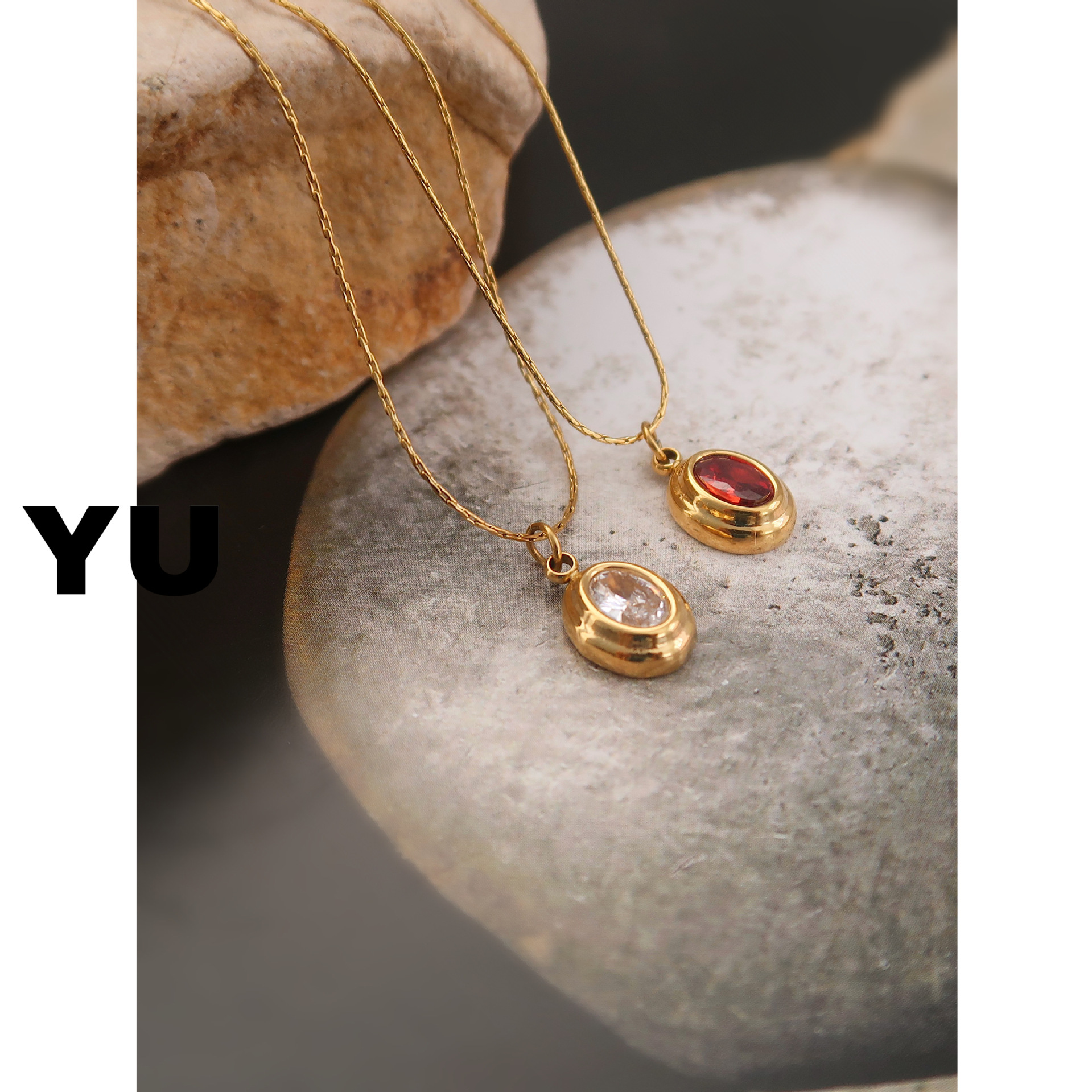 10g Weight Zircon Inlay Material Pendant Necklace Classification 1 Piece Quantity Daily Occasion Titanium Steel Material Oval Pattern Women's Gender Plating, Inlay Design Retro Style Titanium Steel Retro Oval Plating Inlay Zircon Pendant Necklace 11