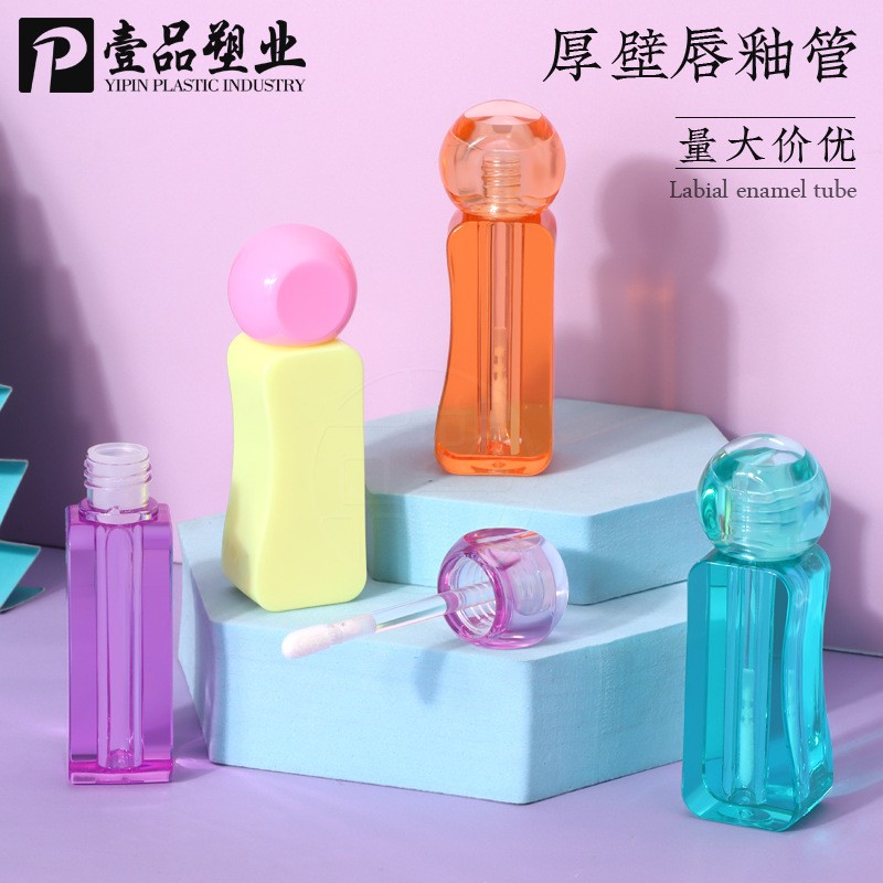 月亮唇彩管空管包材 透明唇釉分装管 椭圆形遮瑕管 唇油管唇蜜管