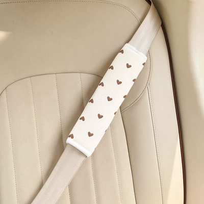 Car Child Safety Belt Seat belt shoulder pad - double-layer-gauze-brown-love-shoulder-pads