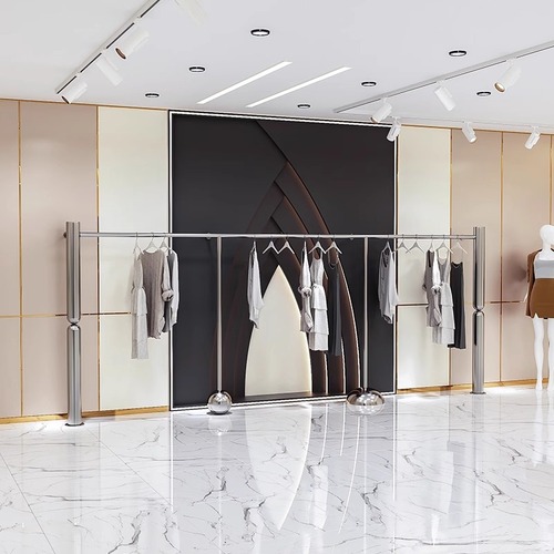 Clothing store display rack wall-mounted stainless steel children's clothing hanger trendy women's clothing store floor display stand