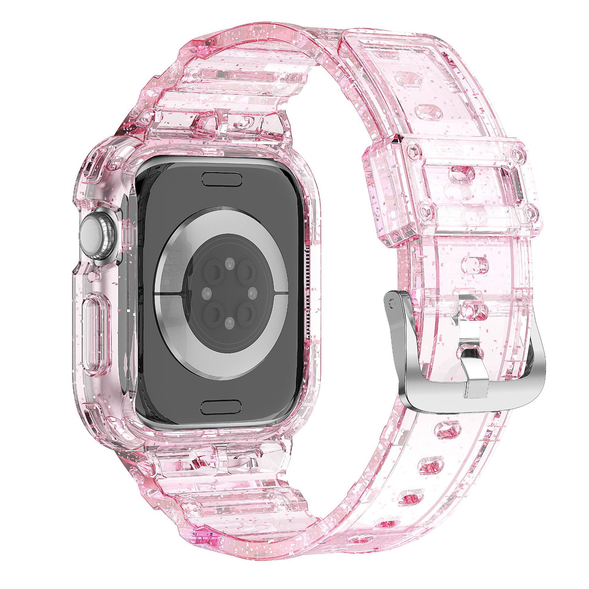 Applicable to the 46mm 10th generation silicone shockproof iwatchS10TPU one-piece strap with transparent glitter undefined