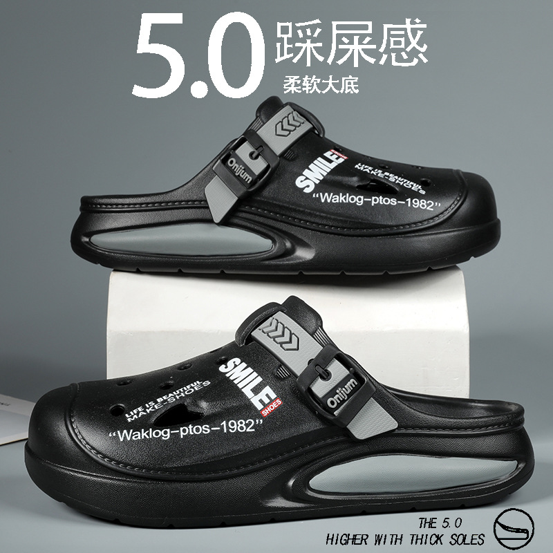 Zapatos con agujeros para hombres nuevo verano al aire libre para llevar sandalias de doble uso de fondo suave EVA Baotou sandalias de playa para hombres