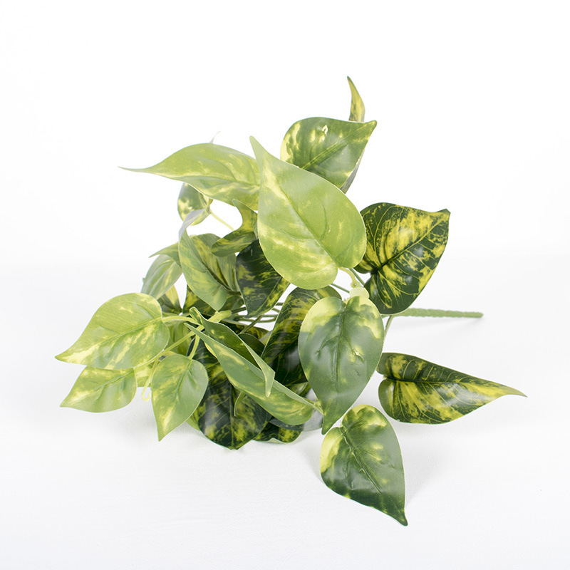 Plantas verdes falsas, decoración de paredes, hojas de plantas de simulación, arreglos florales de pared de fondo, 7 cabezas, lavanda de perilla