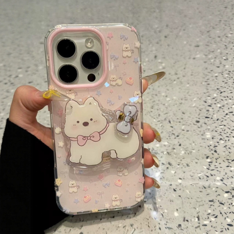 ファンデーションの紋様の蝶結びの子犬はiphone16 proの携帯電話の携帯電話の新型の14リンゴ15/13/12女性8を適用します。|undefined
