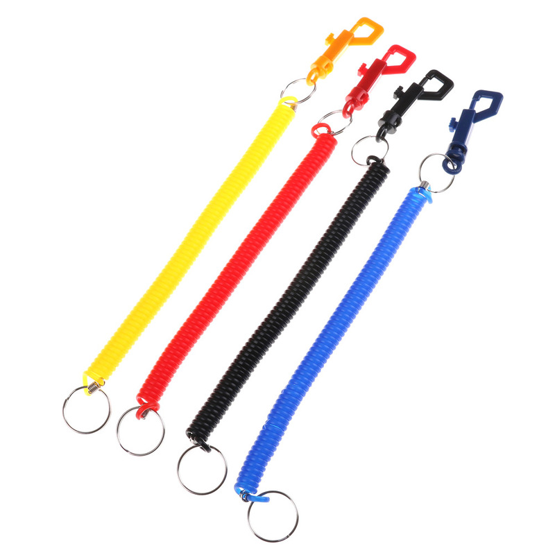 Stretch 2 m high quality thick plastic spring rope with keychain elastic rope plastic telescopic rope with hook buckle wholesale