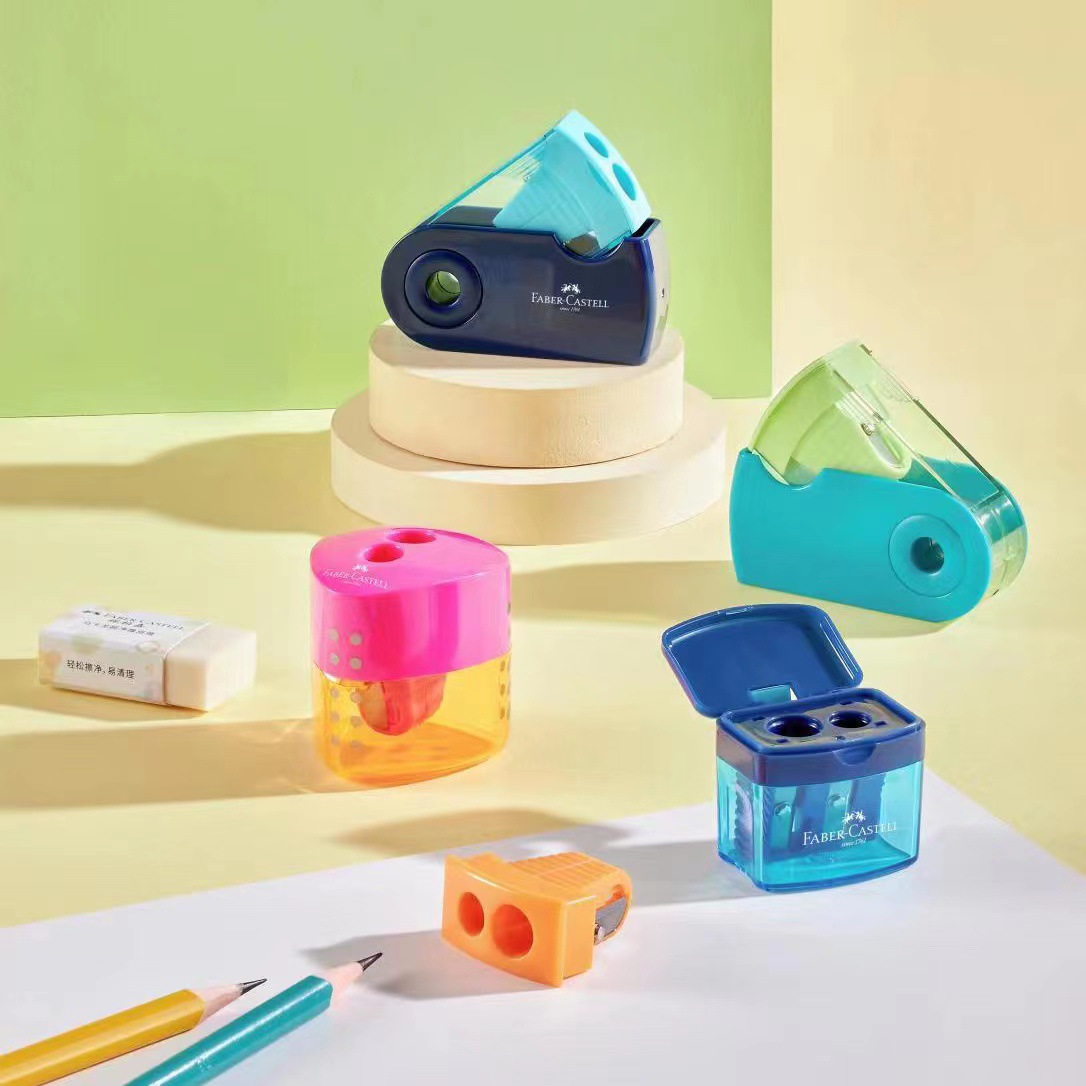 Huibaijia doble agujero sacapuntas 3829 Sacapuntas de lápiz Flip basura pequeño sacapuntas portátil para estudiantes
