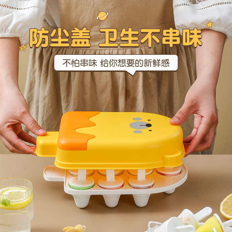 Molde de helado de oso Popsicle contenedor de helado máquina de hielo caja de pudín molde de paleta de hielo casero