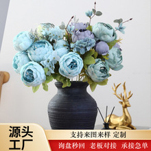天津匠心仿真牡丹花束 欧式苞芯牡丹 跨境装饰 13头牡丹 家居花艺