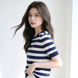 100%莱赛尔天丝短袖t恤女夏季2026新款显瘦薄款女装冰丝针织跨境